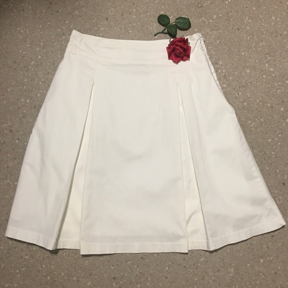 White Y2K Pleated lined Skirt George ME Mark Eisen Cotton blend 6 Side Zip EUC - Picture 2 of 13